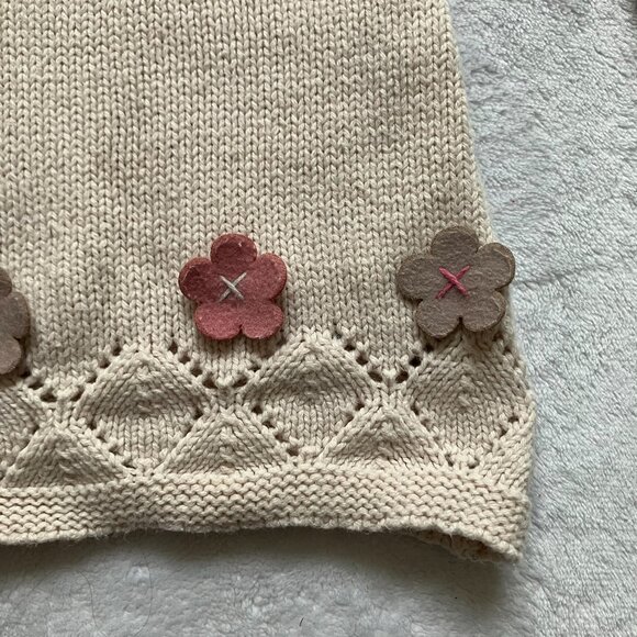 Catherine Malandrino Mini Sweater Baby Dress 12M | Cream Knit w/ Flowers VGUC - Picture 8 of 16